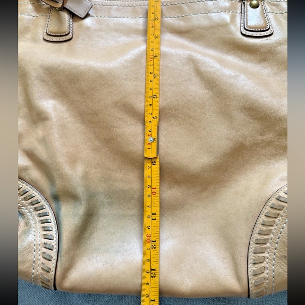 Coach Poppy Whipstitch Natural Leather Brass Glam Tote Purse Large Shoulder Bag - Picture 12 of 16